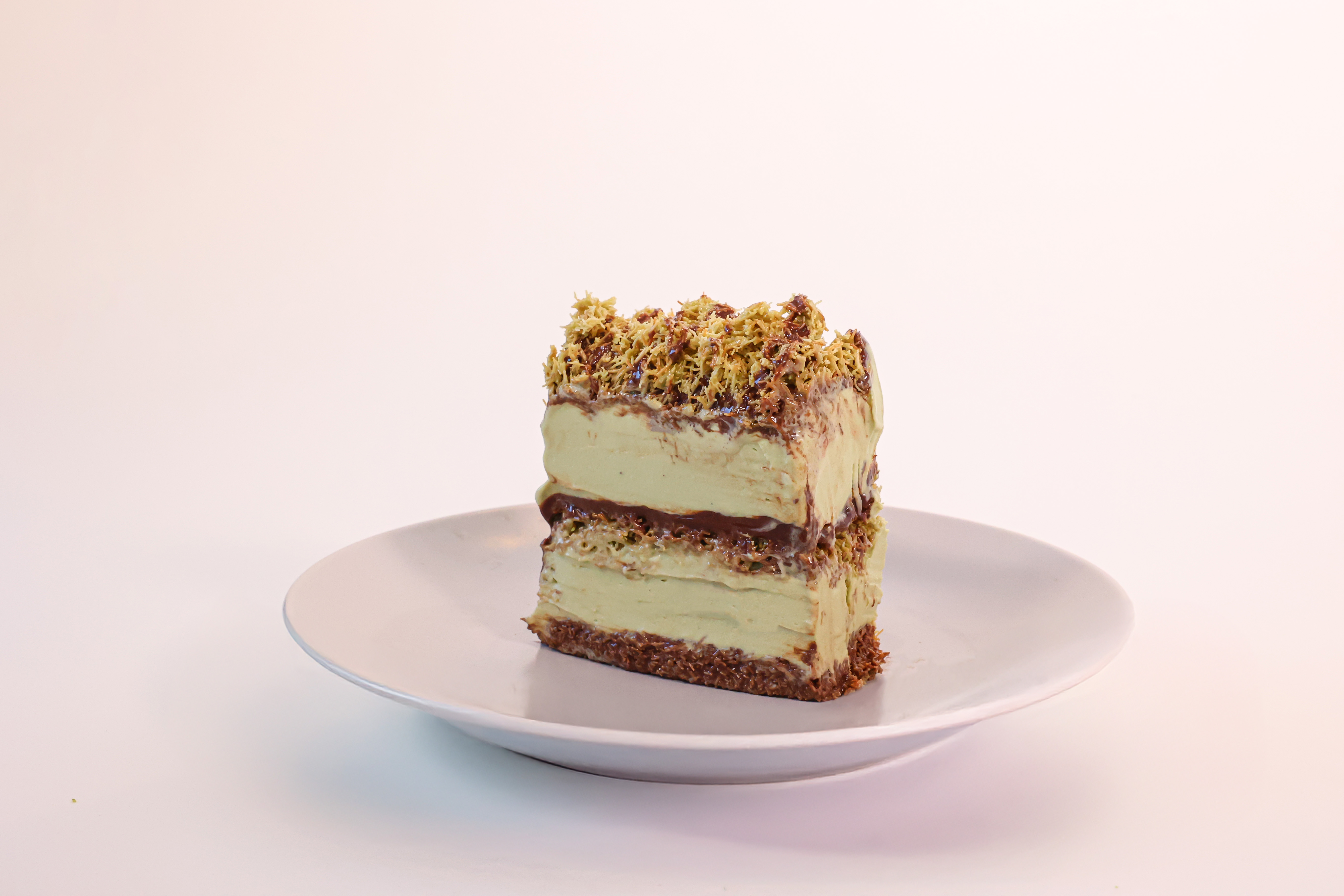 Chocolate caramel dessert with drizzle